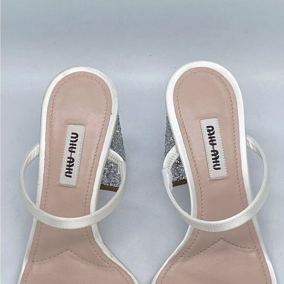 Miu Miu Glitter High Block Heel Sandals size 35 - Picture 8 of 16